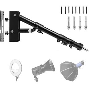 SITTO Ring Light Wall Mount 43inch/110cm, Triangle Boom Arm for Barbershop, Beauty Salon, Live Streaming, Tattoo, Photography Studio, Support 180° Rotation