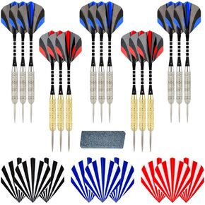 linkvisions Steel Tip Darts Set, 18 Grams, 15 Pack Steel Barrels