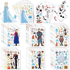 Frozen Stickers Birthday Party Supplies - 48 Sheets Make Your Own Frozen Stickers Decorations, Make a Face Stickers Frozen Birthday Party Favors for Frozen Birthday Party Supplies in Kuwait