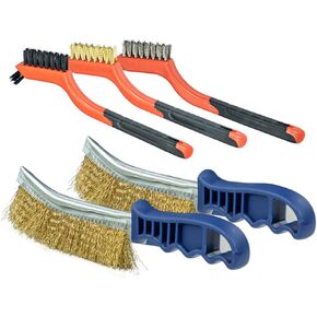 SALI 5pcs Wire Brushes for Cleaning Rust Removal Nylon/Brass/Stainless Steel Bristles with Curved Handle Grip for Dirt & Paint Scrubbing Removing Unfinished Metal Parts, Paint Stains Household Clean in Saudi Arabia