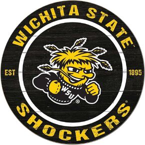 Wichita State Shockers Colored Circle Sign, 20x20 Inches, Shockers Decor for Dorm, Fan Cave, Living Room; Display Your Team Spirit with This Unique Wichita State Shockers Wall Art