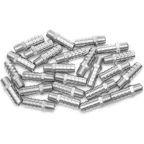 LTWFITTING Bar Production Stainless Steel 316 Barb Fitting Coupler/Connector 3/8" Hose ID x 1/8" Male NPT Air Fuel Water (Pack of 25)