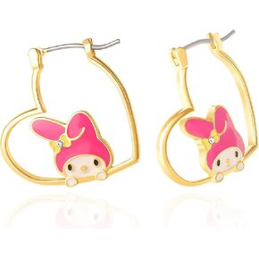 My Melody Earrings, Official License Sanrio Hello Kitty and Friends Yellow Flash Plated Heart Hoop Earrings, My Melody Stuff