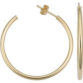 Kooljewelry 14k Yellow Gold 2x30 mm Open Hoop Earrings