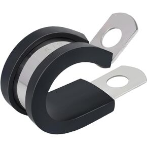 5/8 Inch Stainless Steel Cable Clamp,Rubber Cushioned Insulated Clamp 50 Pack Metal Wire Clamp For Pipe or Wire Cord Installation (5/8" Pack 50)