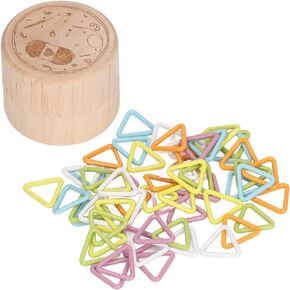 60Pcs Knitting Stitch Marker Triangle Colorful Locking Stitch Knitting Place Markers with Wooden Storage Box