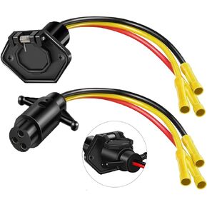 12-24V 10 Gauge Trolling Motor Plug and Receptacle Quick Connect Kit, Trolling Motor Plug Socket Set, 3 Wire Heavy-Duty Compatible With Minn Kota Marine Boat kayak Trolling Motor(10 Gauge)