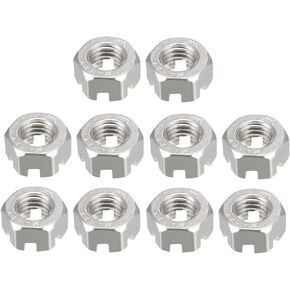 uxcell M8 x 1.25mm Pitch 304 Stainless Steel Slotted Hex Nuts, Pack of 10