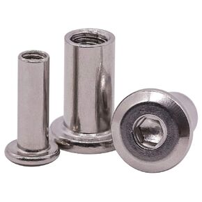 M6 x 15mm Stainless Steel Furniture Nuts 30 PCS, 304 Stainless Steel 18-8, Bright Finish, Binding Barrel Nuts