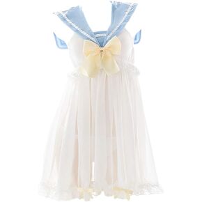 Lolita Girl Anime Cosplay Lingerie Set Women Sexy Sailor Collar Uniform Dress Cute Lace Babydoll Chemise Nightgown