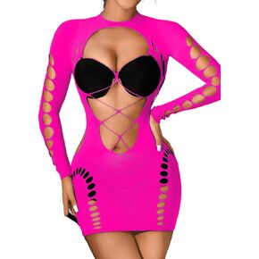 Rave Outfit, Hollow Out, Long Sleeve Bodycon Dress Dancewear
