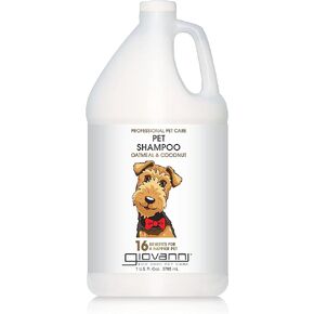GIOVANNI Professional Pet Shampoo - Oatmeal & Coconut, Aloe Vera, for All Dog Fur Types, Deeply Cleanses, Silkens, Helps Neutralize Odors, Controls Static - 16 oz
