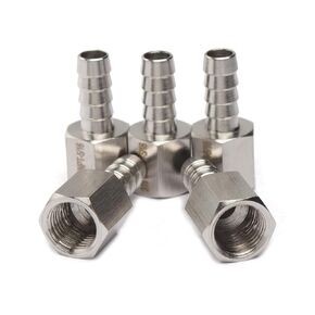 LTWFITTING Bar Production Stainless Steel 316 Barb Fitting Coupler 5/16" Hose ID x 1/4" Female NPT Air Fuel Water (Pack of 5)