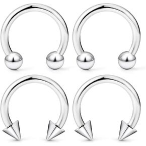 16G 14G 12G 10G 8G 6G 4G 2G Septum Rings Surgical Steel Septum Stretching Kit Spike & Ball Horseshoe Barbell Septum Piercing Jewelry Heavy Gauges Earrings for Women Men