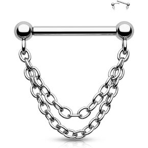 CM Crareesi Mania Titanium Septum Rings 16Gauge Septum Piercing Jewelry G23 Titanium Septum Chain Push-in Septum Jewelry for Women Threadless Septum Ring