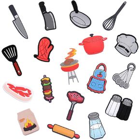 18PCS Kitchen Theme Shoe Charms Cooking Chef Shoe Accessories for Sandals Bracelet Wristband Funny DIY Gifts Party Favors Supplies