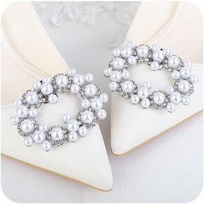 1 Pair Rhinestone Shoe Clips Crystal Pearl Shoe Buckles Fashion Shoe Charms Accessories Shoe Jewelry Decoration for Women Pumps Heels Shoes