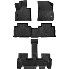 Custom Fit TPE All-Weather Floor Mats & Cargo Liner for 2020-2024 Hyundai Palisade - Full Set, Heavy-Duty 5-Piece (1st, 2nd, 3rd Row and Trunk) Protection Mats, Black Essential Accessories