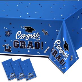 Graduation Party Decorations - Black Gold Gongrats Grad Tablecover for Class of 2024 Graduation Party Supplies Large Size Waterproof Plastic Rectangular Disposable Tablecloth 3 Pcs 54"x108"