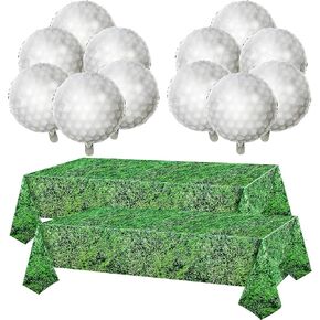 FANNUOYI 14 قطعة من ديكورات حفلات الجولف بما في ذلك 12 قطعة من بالونات كرة الجولف و2 قطعة من مفارش طاولة الجولف البلاستيكية القابلة للاستعمال مرة واحدة غطاء طاولة من العشب الأخضر لحفلات أعياد الميلاد ومستلزمات المناسبات in Kuwait