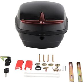 Motorcycle Top Box, Motorcycle Trunk, Motorcycle Top Case, Motorcycle Scooter Tail Trunk,Waterproof Impact Resistant Large Capacity Universal Motorcycle Rear Top Box (Black)