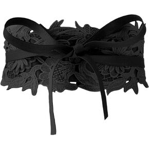 Lace Wide Waist Belt, PU Leather Women Belt Vintage Waistband Lace Up Cinch Belt Self Tie Belt for Dress
