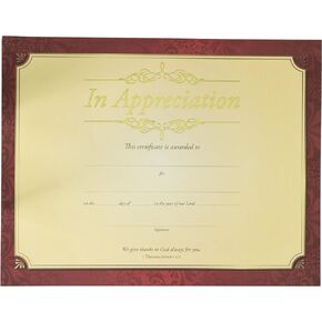 Certificate - Appreciation - In Apprecication - Gold Foil Embossed Premium Stock (Pack Of 6)