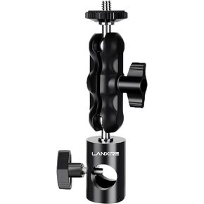 1/4" Screw Mount Adapter with Dual Joint Tilt for C Stand Boom Arm, Mount Converter with Double Ball Head, for Flash Bracket Photography Light Stand Overhead Camera Mount, 0212