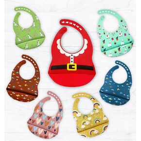 Silicone Baby Bibs for Eating with Food Catcher Adjustable, Waterproof, Easy-Clean Toddler Bibs for 0-3 years