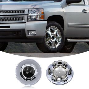 1PC 7 1/2 Inch Chrome with Black Blank Style Tire Center Cap for Chevy Tahoe Silverado Avalanche 2009-2014 Car Truck Plastic Hub Custom Wheel Center Caps Cover Hubcaps 9597347