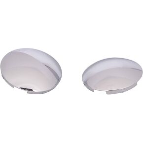 Chrome Metal 4 Even Notched Dome Front Wheel Universal Hub Cap Kit - 2 Pc per Pack, Lip: 7/16" with pre-Installed Clips