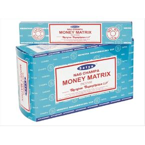 Satya Nag Champa Money Matrix Incense Sticks | Signature Fragrance | Net Wt: 15g x 12 boxes = 180g | Exclusively Made in India | Export Quality | Handrolled Non-Toxic Incense