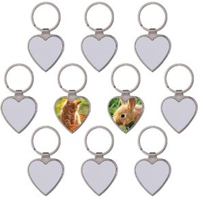 10 Pcs Sublimation Blank Keychain Metal Heat Transfer Keychain with Key Rings Key Chain Pendant for DIY Craft Supplies