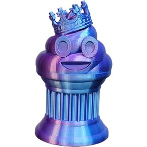 Znet3D King Poop Emoji Trophy - Fun Award & Gift - Handmade w/Additive Manufacturing - 6" inches Tall - Featuring a Solid Poop Emoji with a Crown, Secured on a Column Pillar (Black)
