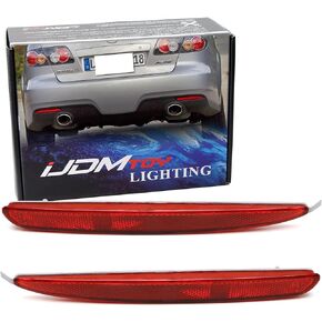 iJDMTOY Red Rear Bumper Reflector Lens Replacement Compatible With 2003-2008 Mazda 6 4-Door Sedan, OE-Spec LH RH Assembly