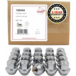 Wheel Accessories Parts 20 Pcs 1/2"-20 Thread OEM Factory Style Replacement Lug Nuts 1.45" Long Chrome 13/16" 21mm Hex Hex Fits 2006-14 Ford Mustang 9R3Z-1012-A | 611-292