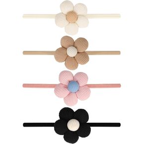 4 Pcs Baby Flower Headbands Baby Girls Nylon Headbands Soft Hairbands Hair Accessories for Newborn Infant Toddler Kids in Kuwait