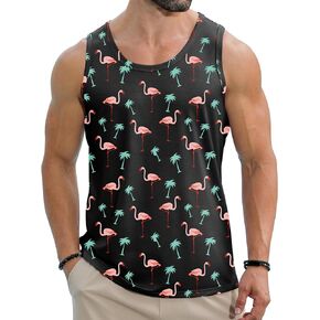 Babioboa Men's Hawaiian Tank Tops Tropical Funky Floral Beach Tops Sleeveless Basic T-Shirt Breathable Aloha Tee Summer