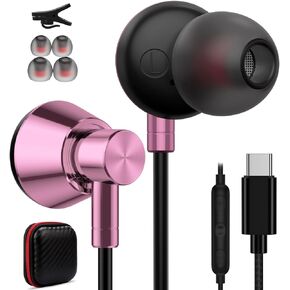 USB C Headphones for iPhone 15 Plus Samsung S24 Ultra, USB Type C Earbuds Wired Earphones with Mic for iPad Pro Air Galaxy S23 FE S22 A55 A54 A35 A34 Z Flip Fold 5 Google Pixel 8 7 6A OnePlus 12 Open
