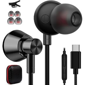 سماعات رأس USB C لهاتف iPhone 15 Plus وSamsung S24 Ultra، سماعات أذن سلكية USB من النوع C مع ميكروفون لجهاز iPad Pro Air Galaxy S23 FE S22 A55 A54 A35 A34 Z Flip Fold 5 Google Pixel 8 7 6A OnePlus 12 Open