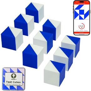 IQ Test Cubes (Blue and White) – 9 Kohs Cubes, Practice for Block Design Test, WAIS IV and WISC V Tests