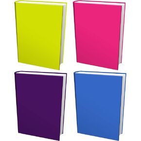 Easy Apply, Reusable Book Covers 4 Pk. Best Jumbo 9x11 Textbook Jackets for Back to School. Stretchable to Fit Most Large Hardcover Books. Perfect Fun, Washable Designs for Girls, Boys, Kids and Teens