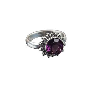 Natural African Amethyst Gemstone Ring Handmade 925 Sterling Silver Statement Bezel Set Women's Ring, February birthstone Ring, Purple Color Jewelry For Women & Girls (African Amethyst, 6)