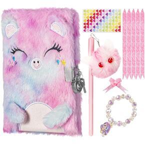 Diary for Girls with lock and keys,Plush Diary Fuzzy Secret Diary Kids Journal with lock for Writing and Drawing,Lined Notebook Gifts for Girls Ages 5 6 7 8 9 UP in Kuwait