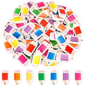 70Pcs Welcome Back to School Mini Bulk Erasers Colorful Pencil Shape Erasers Cute Pencil Collection Erasers for First Day of School Party Classroom Stationery Supplies