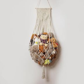 Amdermi Stuffed Animal Net or Hammock Wall Hanging Net Over Door Organizer for Stuffies Plush Toy Storage Boho Macrame Toy Display Nursery Bedroom Decor Stuffy Animal Toy Organizer (Cream) in Kuwait