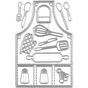 Dies for Card Making Kitchenware Apron Metal Cutting Stencils Templates Cutter Mold for DIY Scrapbooking Album Paper Card Embossing Craft Card Making Accessories Die-Cutting and Embossing