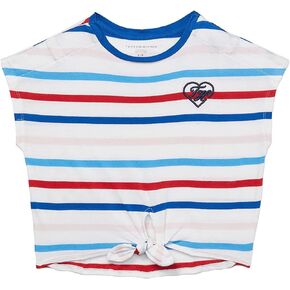 Tommy Hilfiger Girls' Adaptive Tie Front T-Shirt with Velcro Brand Closure at Shoulders in Saudi Arabia