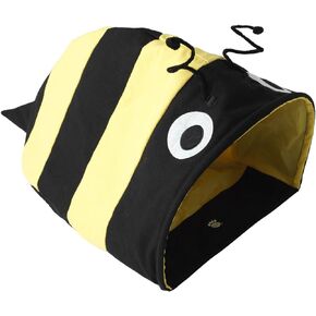 يبلغ طول كهف القطط PetRageous 13086 Bumble Bee Crinkle 18.5 بوصة وعرضه 11.5 بوصة وطوله 10 بوصة للقطط، باللون الأصفر والأسود