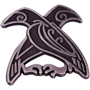 Huginn and Muninn Odin Ravens Raven Crow Runes Norse Viking God Celtic Mythology 1.2" Enamel Pin Badge